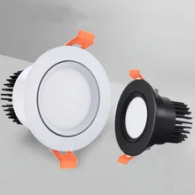 

Pode ser escurecido recesso anti brilho led downlights 5w 7 9 12 cob led luzes do ponto de teto AC85-265V lâmpadas de teto led i