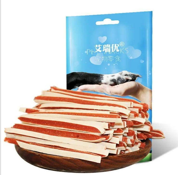 Лакомство для собак куриная грудка треска сэндвич универсальное питание здоровая собака еда чистые зубы обучение награда закуски для собаки - Цвет: 400g  long stripe