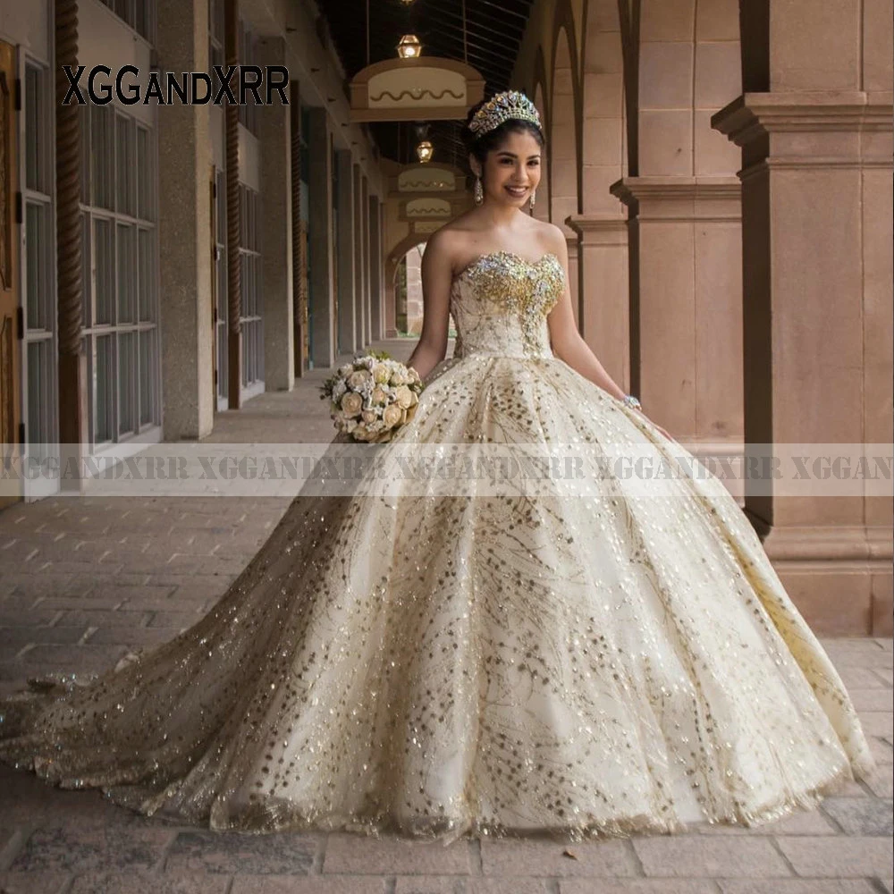 Sparkling Quinceanera Dresses 2022 Sweetheart Backless Lace Applique