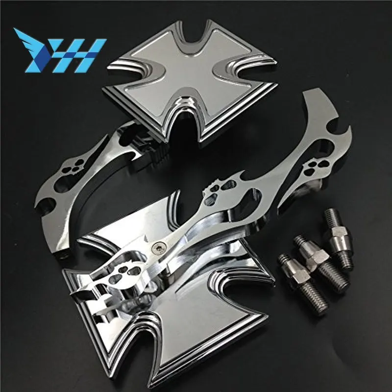 Аксессуары для мотоциклов Хромовая заготовка беговые зеркала для Harley Dyna Wide Glide v-стержень пламя