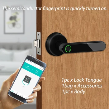 

Fingerprint Lock Home Security Door USB Charging Smart Biometric Indoor Office Bluetooth Easy Install Anti Theft Sensitive Mini