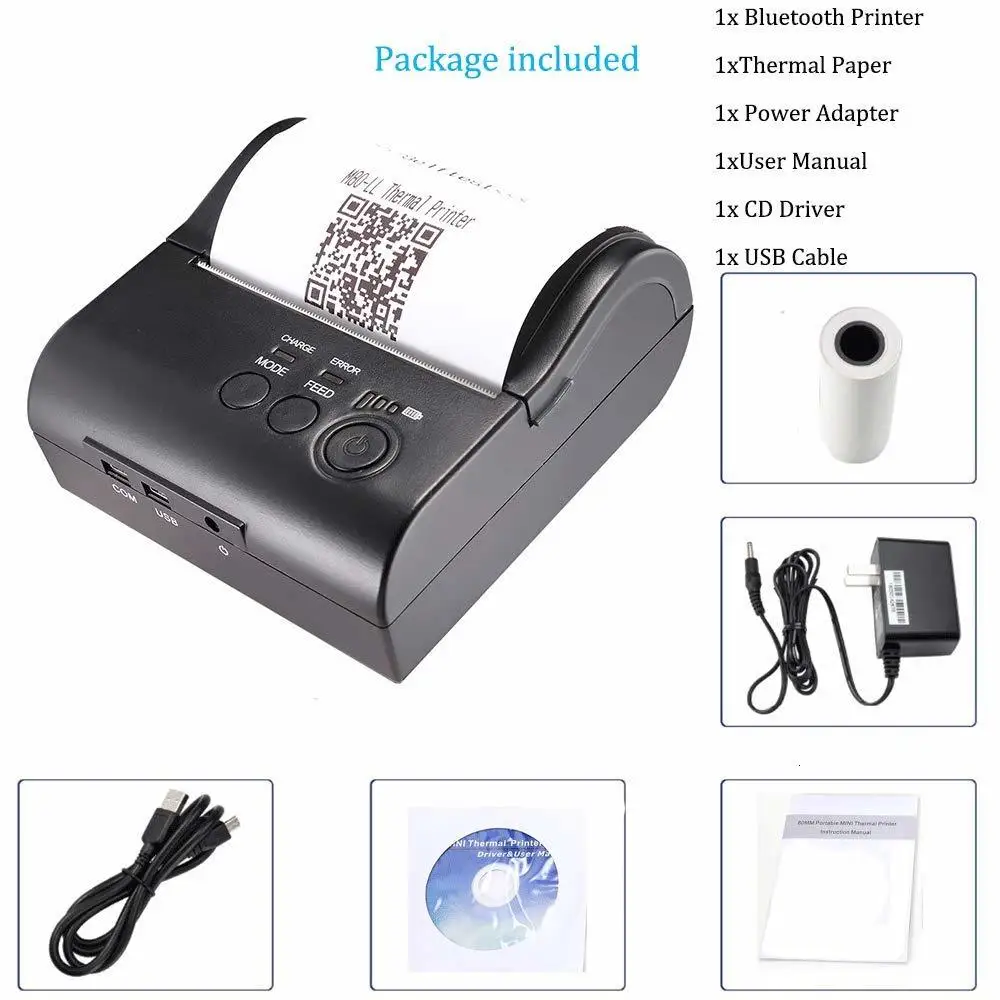 IMP005 3 дюйма 80 мм Bluetooth термопринтер Портативный USB принтер Поддержка компьютера Android поддержка SDK печать логотипа