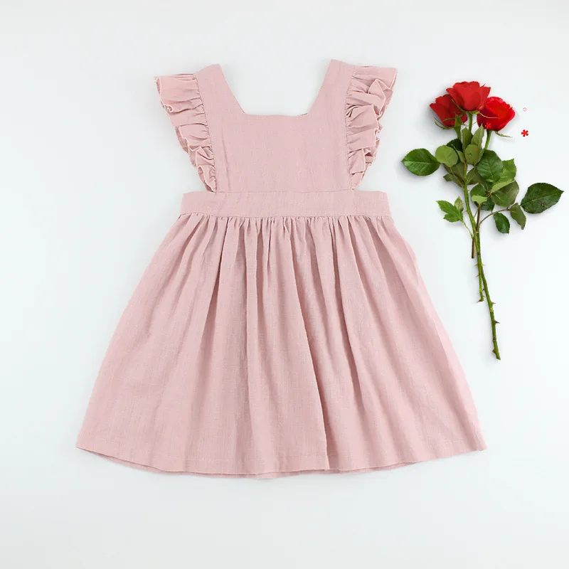 

2019 New Style Girls Solid Color Dress Europe And America Girls' Sleeveless One-piece Dress Baby Girls Dress