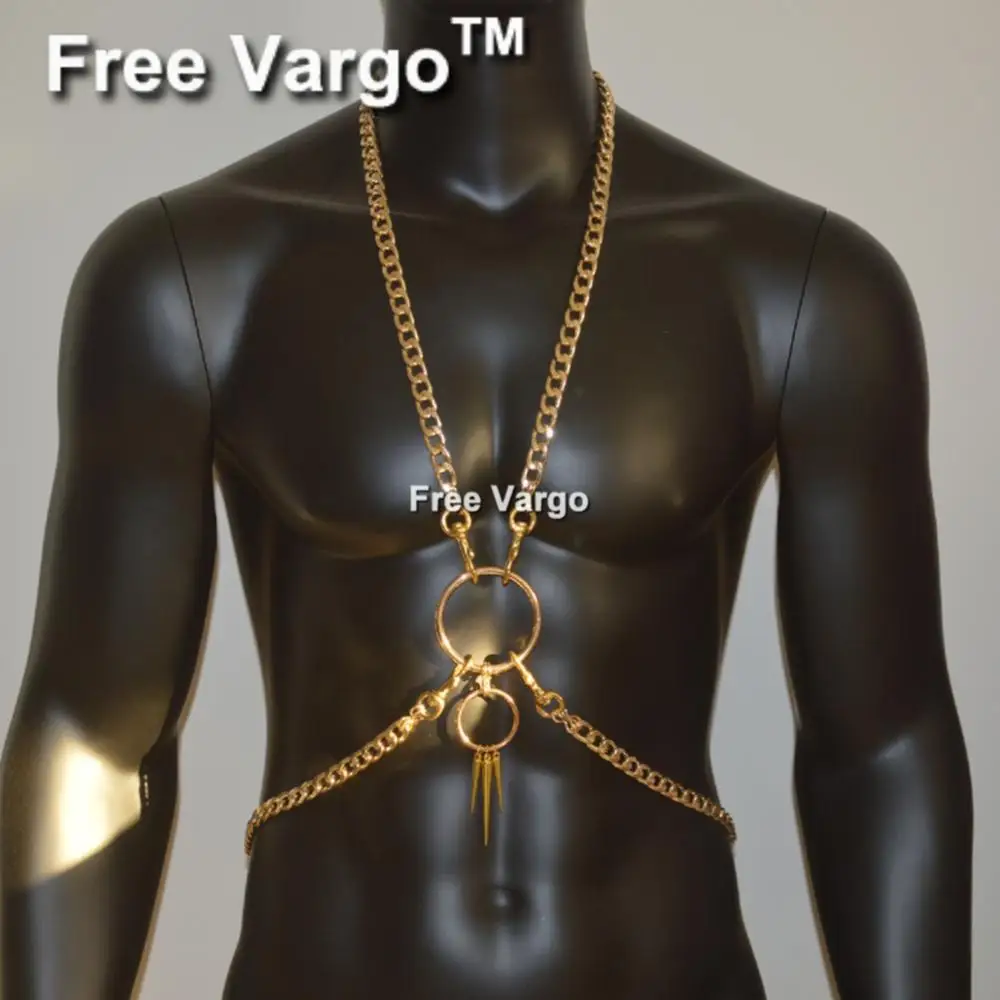Sexy Man Chain Body Harness Rave Chest Chain Harness Top Costumes