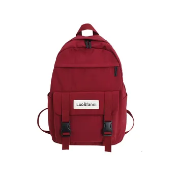

Women Nylon 2020 Fashion Backpack Letter Girls School Bag Solid color Teenagers Mochilas Travel Backpacks Schoolbag Sac Satchel
