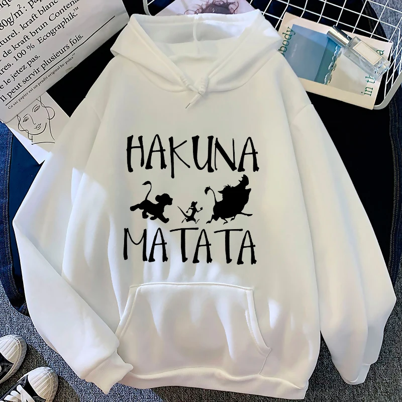 The Lion King Timon & Pumbaa Hoodies Women Clothes Autumn Winter Fashion Kawaii Pullover Cartoons Warm Femme Hooded Sweatshirts