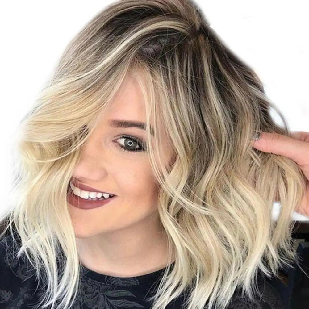 

12.6 In Short Lace Front Human Hair Wigs Gradient Wig For Black Women Brazilian Curly Frontal Wig High Density