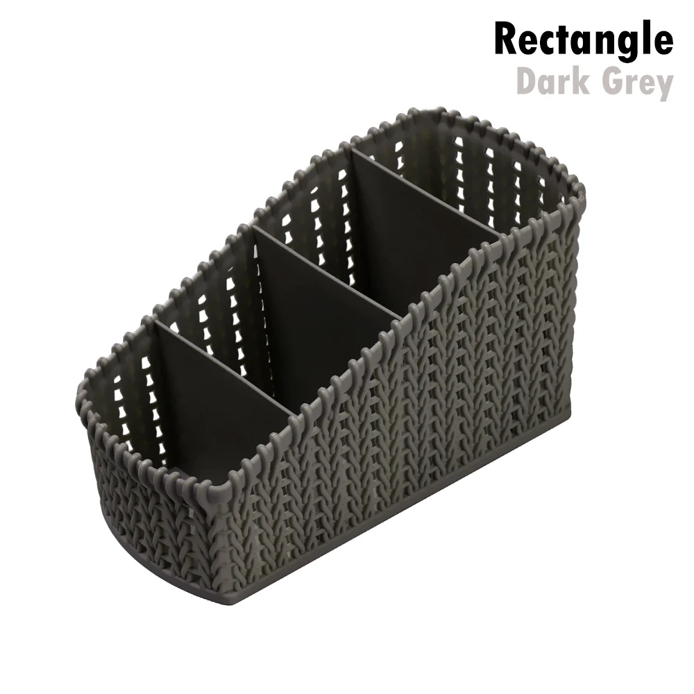 Dark Gray Rectangle Прочный Настольный органайзер, коробка для хранения, офисная отделка, мульти сетка, держатель для мелочей, чехол для стола, декор из ротанга, канцелярские принадлежности, школьные принадлежности - Цвет: Dark Gray Rectangle