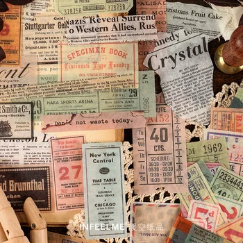 

60 Pcs/set Vintage Stickers Pack Retro Newspaper Letter Label Entry Journal Stickers Scrapbooking Stationery Stickers