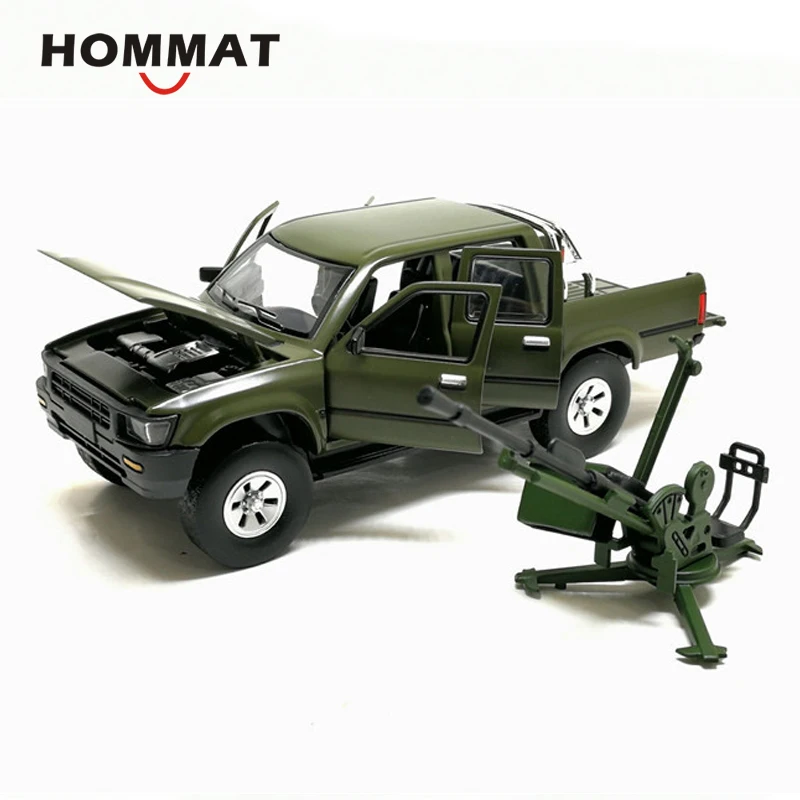 Hommate 1/32 Масштаб Toyota Hilux пикап Грузовик w/анти-ствол танка сплава 1:32 литой под давлением автомобиль игрушечные модели машин игрушечные транспортные средства для детей