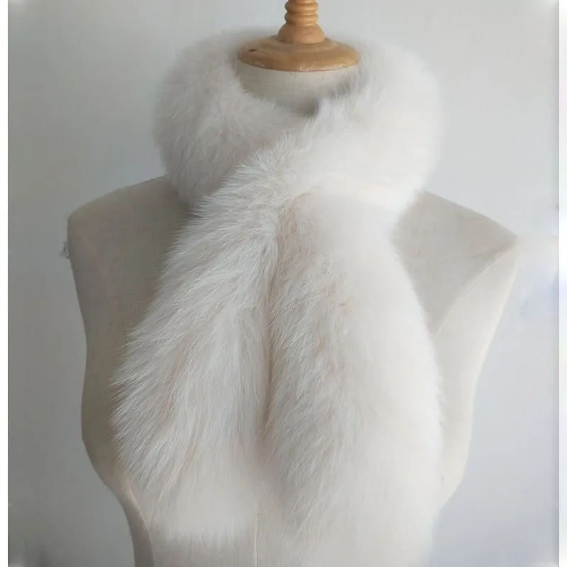 

Winter Real Fox Fur Scarf Women Warm Fluffy Ladies Genuine Fur Scarves Female Luxury White Thick Scarfs Genuine Fox