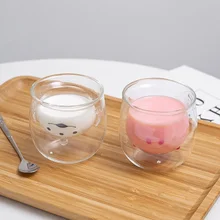 Милый мультфильм молока чашки для напитков изоляции двойными стенками Стеклянная чашка креативный подарок посуда для напитков кофе чай напитки Рождественский подарок