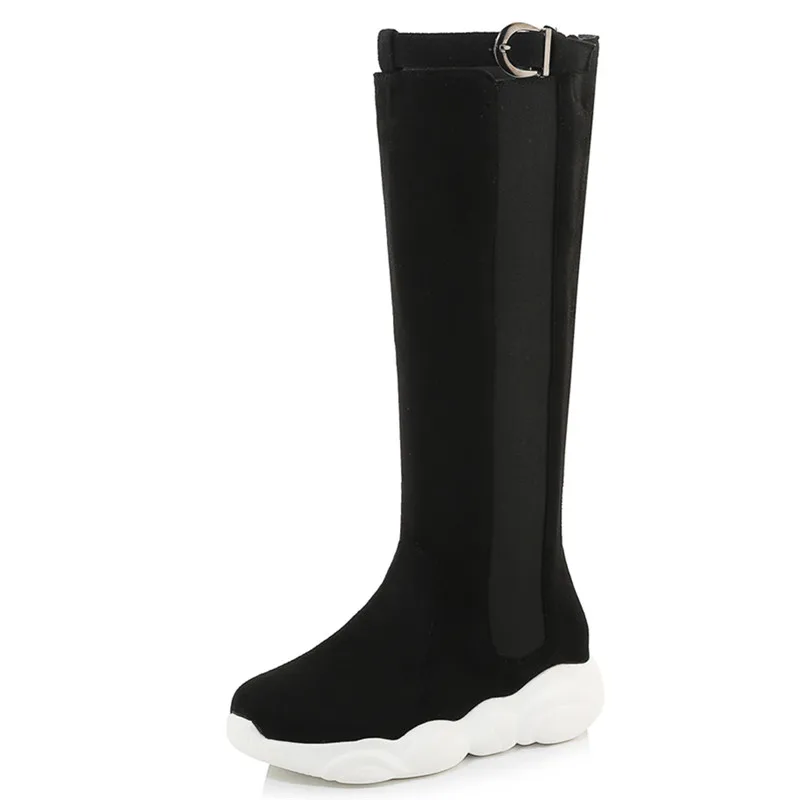 FEDONAS/женские зимние сапоги на плоской подошве; кожаные женские сапоги до колена; спортивная обувь для ночного клуба; женские сапоги для верховой езды; большие размеры