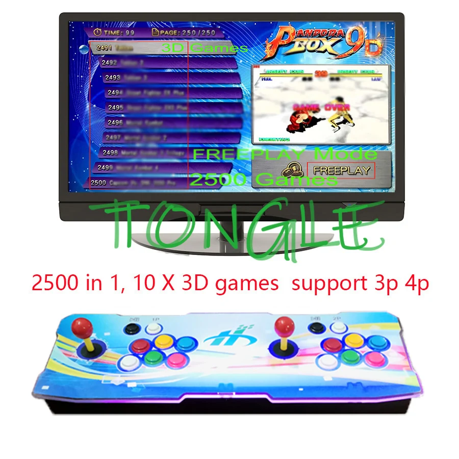 

Pandora Box 9D Arcade Game Console 2500 In 1 Controller for TV PC PS3 Monitor 2 Players Machine Children Christmas Gift