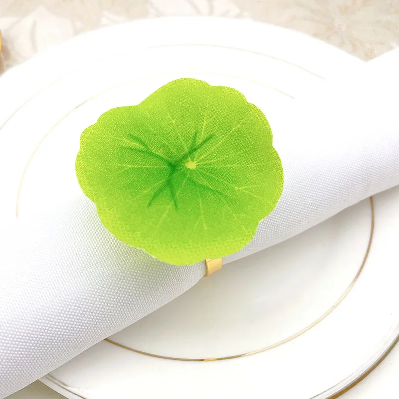 

10pcs/lot New simulation lotus leaf napkin ring green napkin ring holiday party desktop napkin buckle decoration