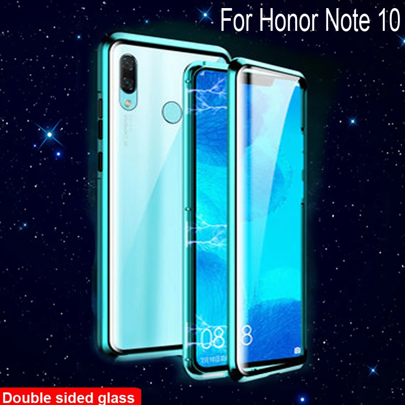 

Luxury Magnetic Adsorption Case For Huawei Honor Note 10 Metal Frame Doubl Sided Glass Cover Note10 Protective Phone Case Shell