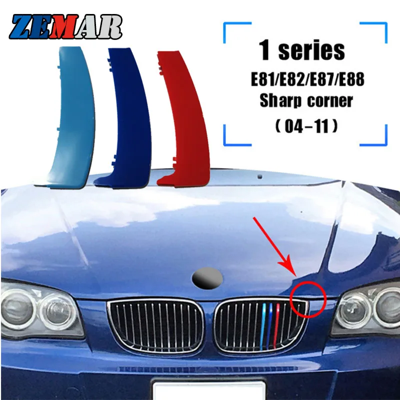 ZEMAR 3pcs ABS For BMW F20 F21 F40 Series 1 E87 E82 E81 E88 Car Racing Grille Strip Trim Clip M Accessories 2004-2021 2022 2023