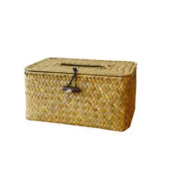 

Bathroom Accessory Tissue Box, Algae Rattan Manual Woven Toilet Living Room Creativity Tissue Box, Napkins Tissue Box Holder Cov