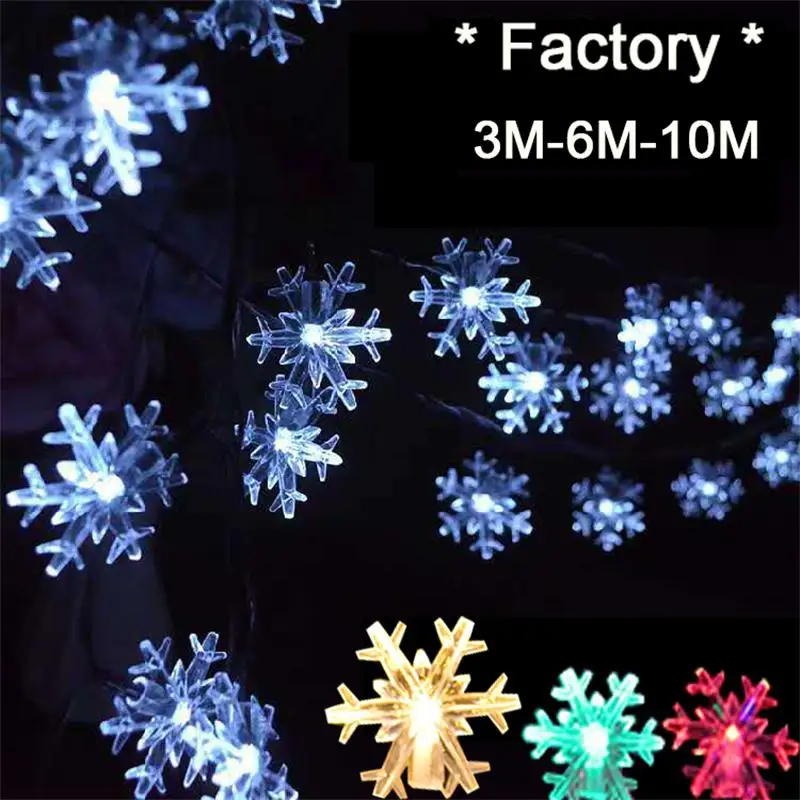 

LED snowflake Light String Twinkle Garlands USB Battery Powered Christmas Lamp Holiday Party Wedding Decorative Fairy Lights