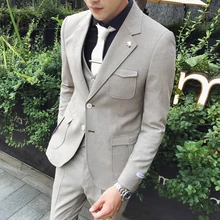 Новинка, комфортный однотонный ретро Британский элегантный Мужской приталенный пиджак, красивый деловой Повседневный пиджак, мужской блейзер