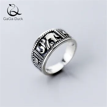 

New Retro Jewelry Thai Silver Elephant 925 Sterling Silver Sweet Animal Exquisite Domineering Women Opening Rings R515