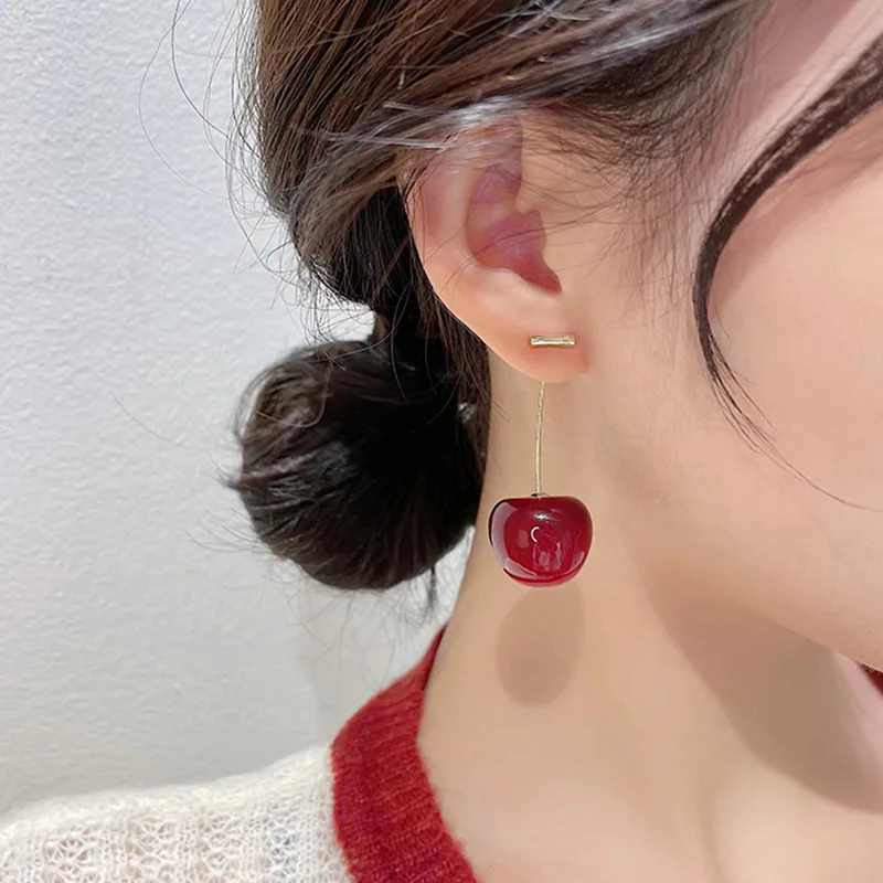 Cherry Earrings For Women, Fruit Charm Earring 3D Cherry