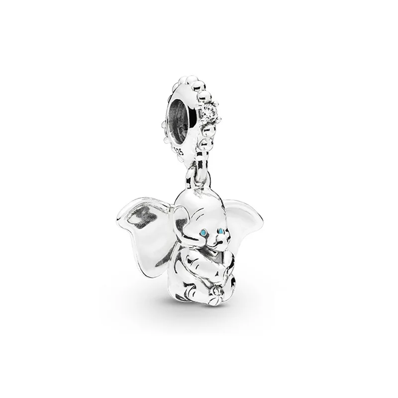 Dumbo Dangle Серебряные бусины 925 пробы кристалл Микки Минни безопасная цепь Шарм Подходит Пандора браслет DIY женские ювелирные изделия - Цвет: Dumbo Dangle
