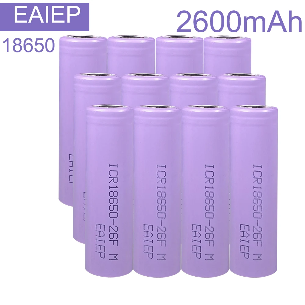 12PCS 18650 Battery 2-16 шт EAIEP 18650 3,7 v 2600mah 18650 литиевая аккумуляторная батарея для фонариков - Цвет: 12PCS 18650 Battery