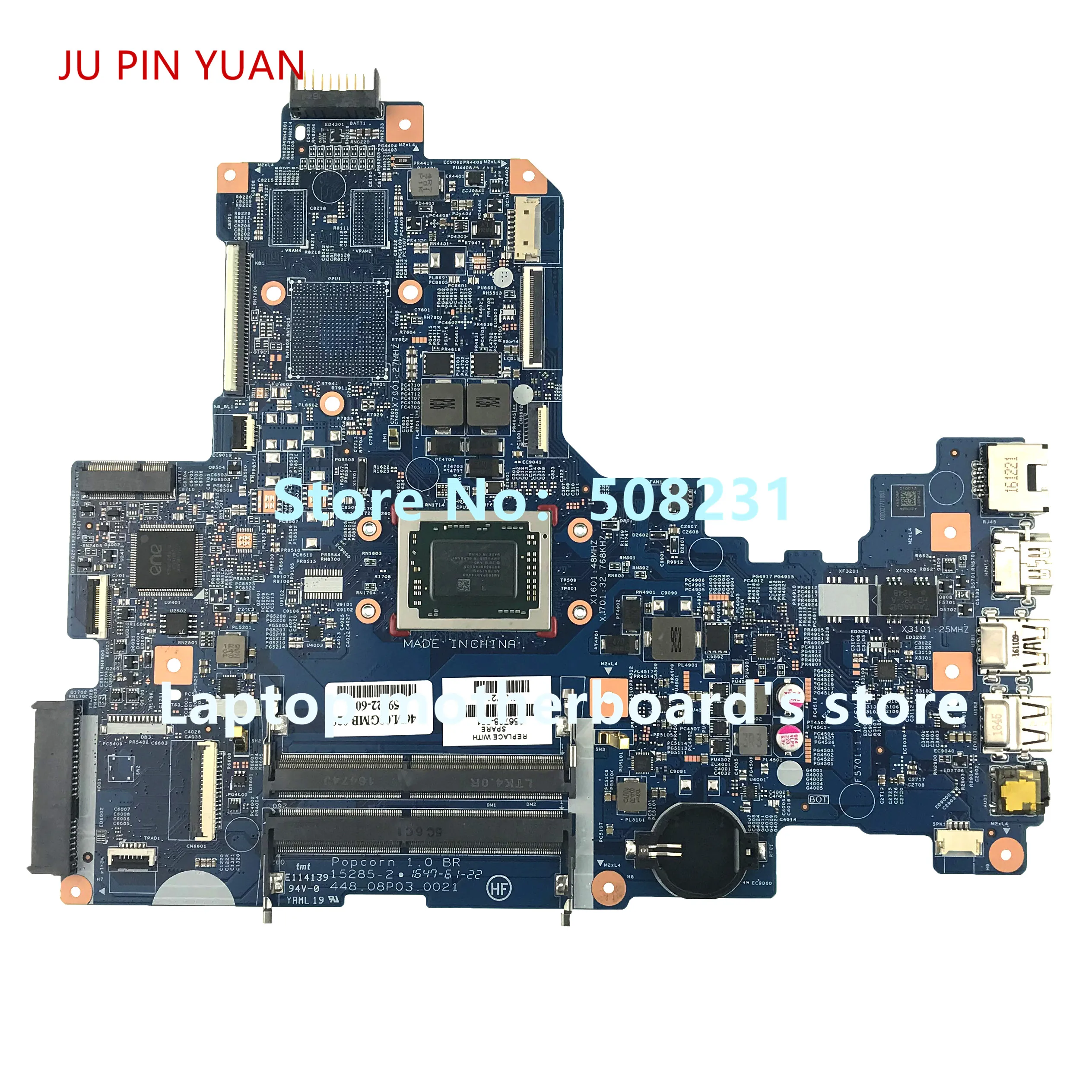 

856768-601 856768-501 856768-001 Mainboard For HP NOTEBOOK 17-Y 17Z-Y Laptop Motherbard W/ A10-9600P 15285-1 448.08P02.0011