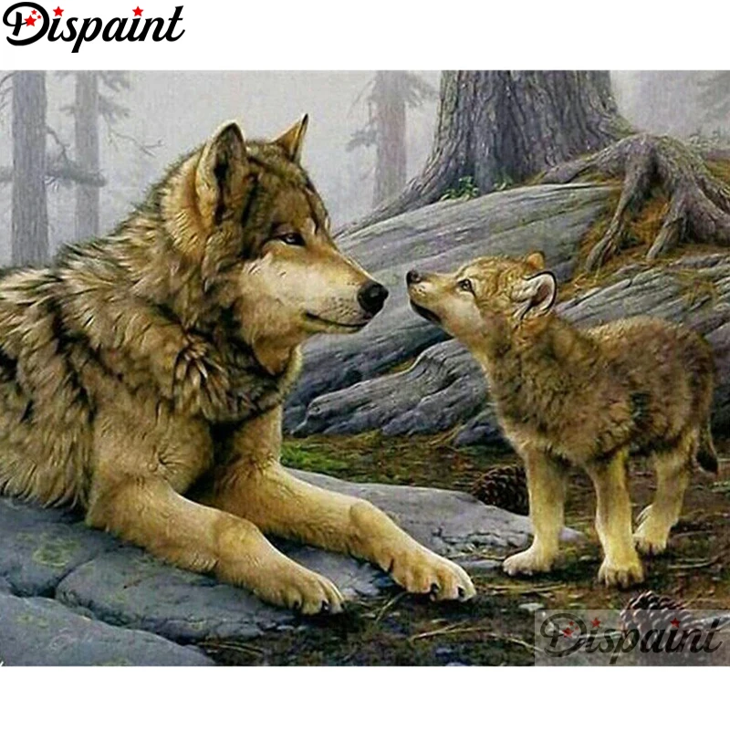 Dispaint 5D Diamond Embroidery Needlework Kit &quotAnimal wolf family&quot Diy Painting Cross Stitch Home Decoration Gift A27544 | Дом и сад