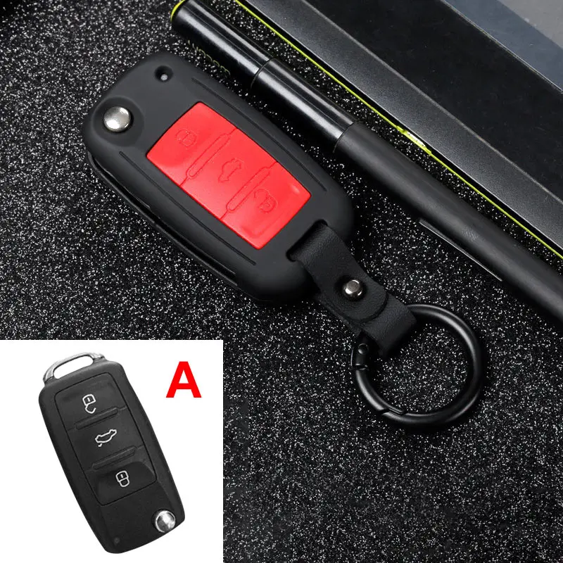 ABS пластик+ силиконовый чехол для ключей от машины крышка для V W Golf Bora POLO GOLF Passat Polo Golf 7 MK7 Tiguan MK2 Magotan Passat B8 A7 - Название цвета: A  Black