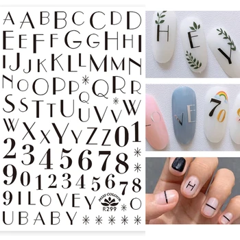 

1 Sheet Black White Gold And Silver 3D Nail Sticker Nail Art Supplies Symbolic Number Nail Decals Russia Words Nails Decoration