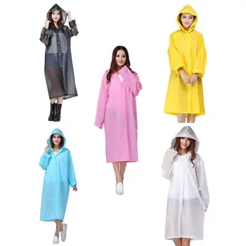 

Adult translucent scrub EVA raincoat thickening Quick drying, wear resistance Shrink rope design Travel outdoor couple raincoat