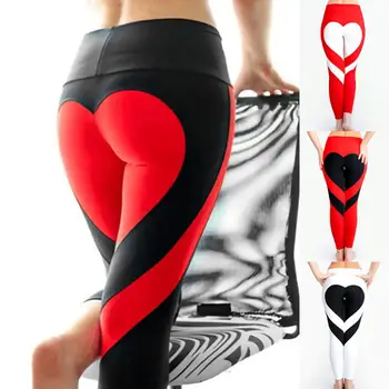 

Women Heart Shape Patchwork Leggings Seamless Raise Hip Gym High Elasticity Sport Leggings Fitness High Waist Leggings Plus Size