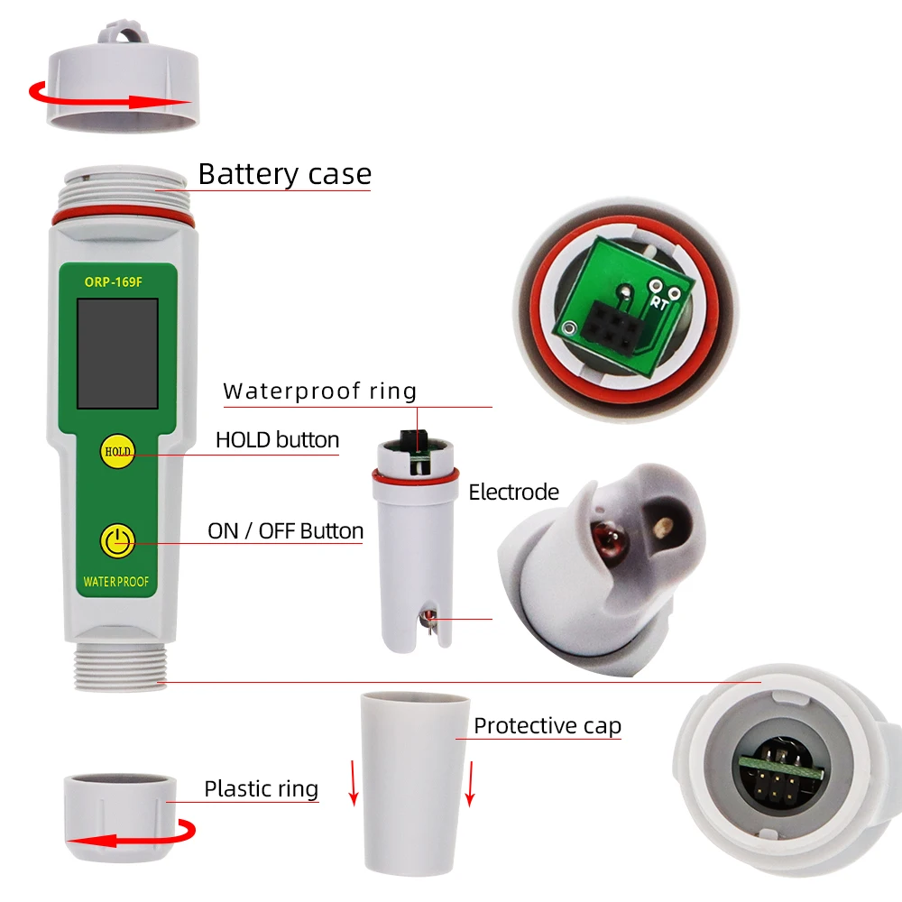 Water Tester Water Quality Detector Professional ORP-169E ORP-169F Waterproof ORP Meter Water Quality tester Test Tool