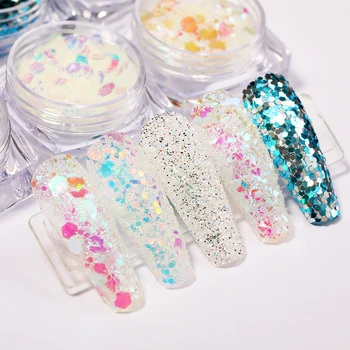 

6 Boxes/Set Nail Sequins Colorful Nail Glitter Dust Holographics Nail Powder Polish Flakes Spangle Nail Art Decoration