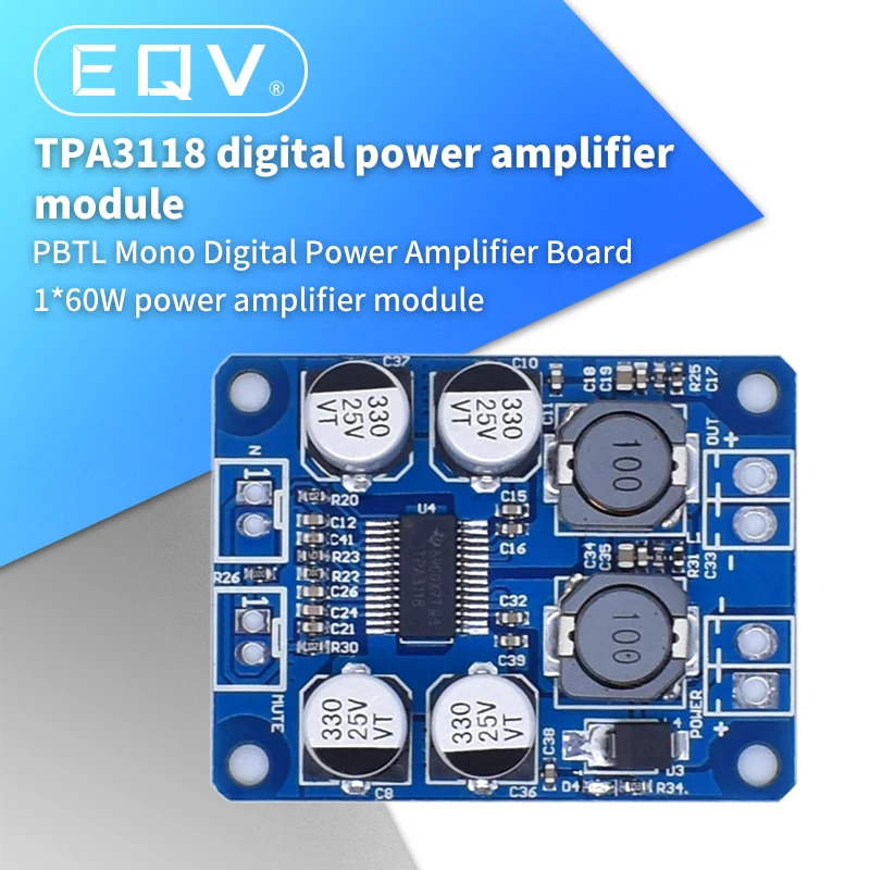 Плата цифрового усилителя TPA3118 PBTL 1X60W 12V 24V 1 шт. | Электронные компоненты и