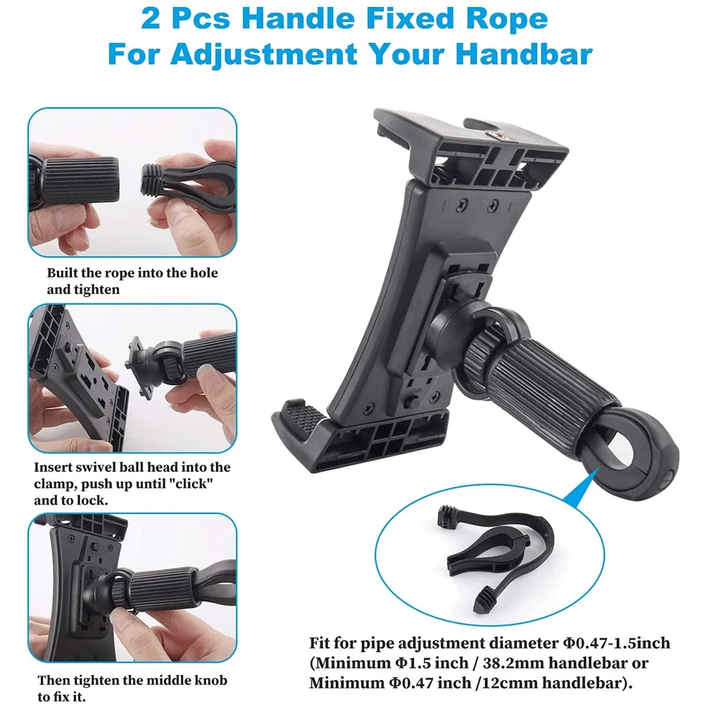 Suporte Universal para Tablet com Ângulos Ajustáveis Montagem para Ipad Pro Air Mini Iphone 15 Motocicleta Bicicleta Suporte Suporte 5129 - Imagem 6