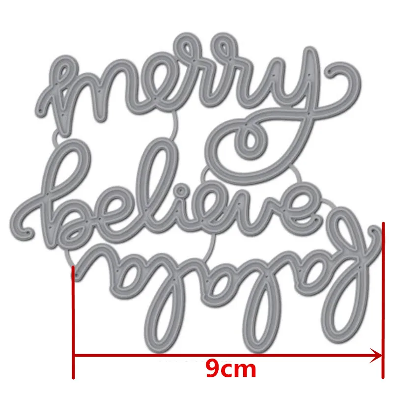 Металлические Вырубные штампы Word Merry Believe для скрапбукинга и изготовления карт
