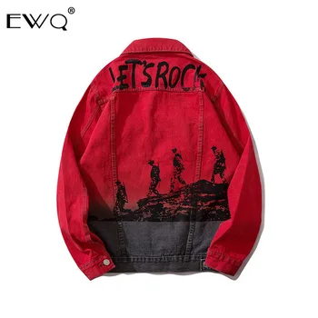 

EWQ / 2020 Spring New Men's Denim Jacket Trend All-match Work Clothes Hip-hop Loose Tide big size Coat For Men And Women 9Y355