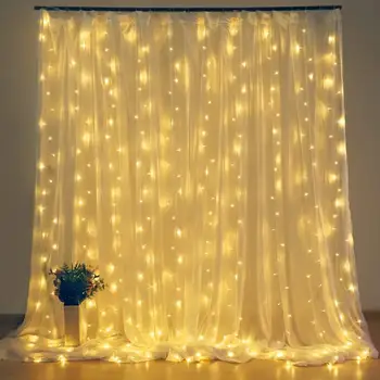 2x 2/3X3 Led Ijspegel Led Gordijn Fairy String Light Fairy Licht Led Christmas Light Garland Voor bruiloft Thuis Venster Party Decor