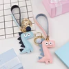 Cartoon Dinosaur Keychain PU Leather Cotton Fillled Blue Pink Brown Grey Pendant Car Personality Lady Keyring Bag Lanyard Gift 1