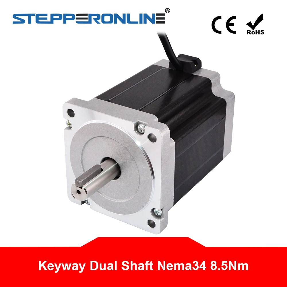 Шаговый двигатель Keyway с двумя валами Nema 34 114 мм 1204 нм (унции) 5 А 4 проводной шаговый