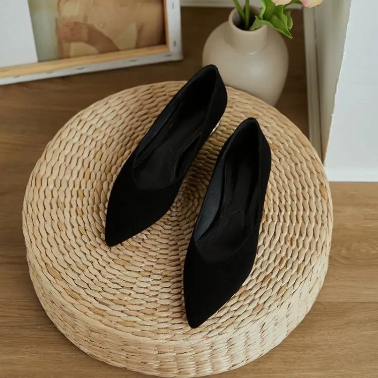 2021Fashion Female Pearls Heels Single Shoes Spring Suede Leather Women Ladies Office Pumps Pointed Toe V Mouth Slip On Work Sho 