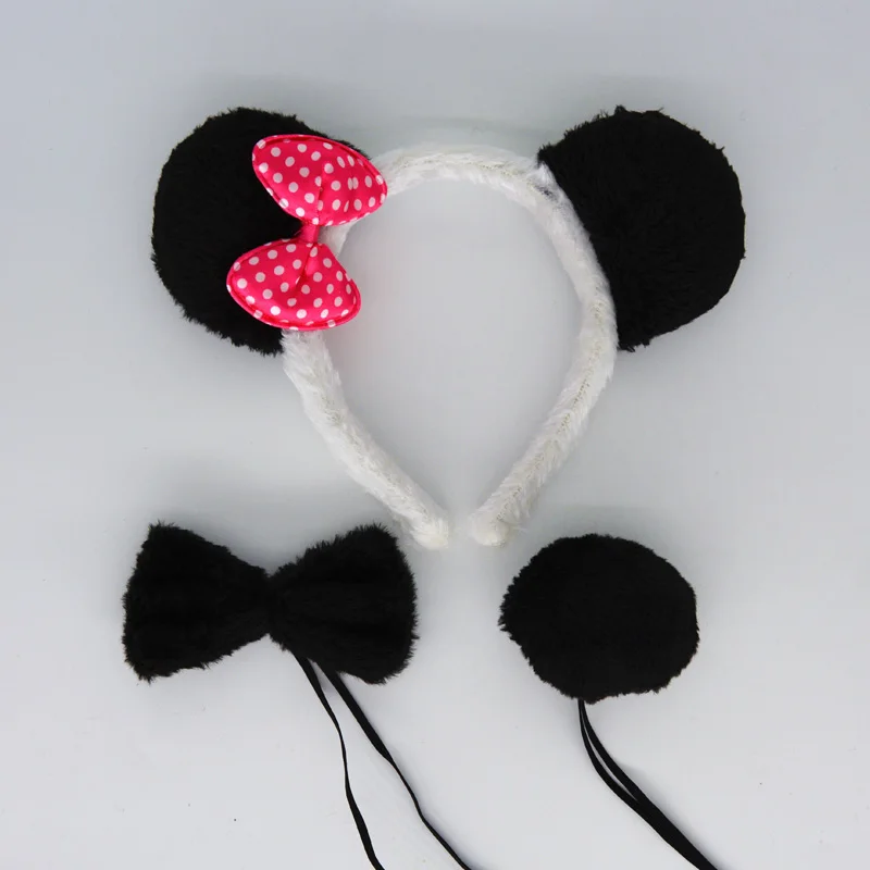 Animal Panda Headband Tail Bow Tie Set For Cosplay Props Birthday Party Halloween Costume For Kids Adult Carnival Christmas Animal Panda Headband Tail Bow Tie Set For Cosplay Props Birthday Party Halloween Costume For Kids Adult Carnival Christmas