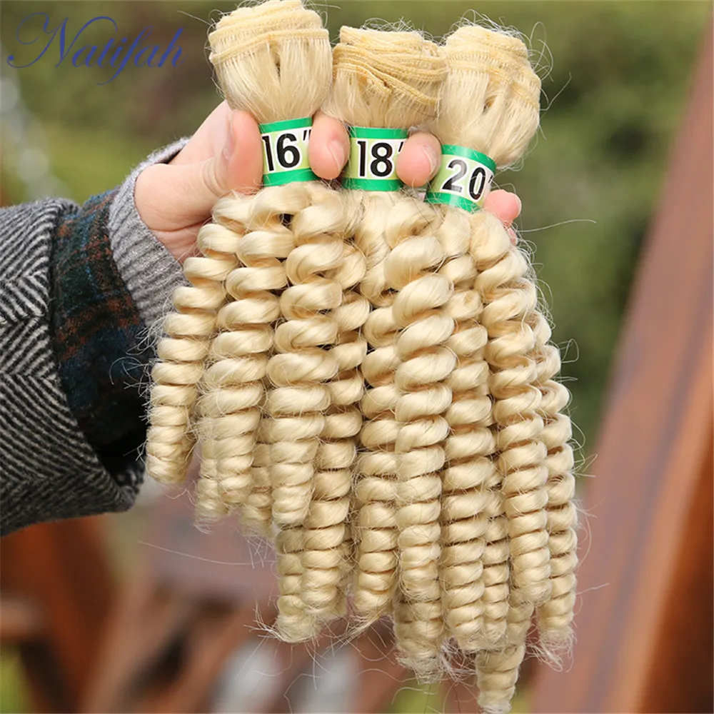 Natifah Надувные вьющиеся пряди Funmi волосы синтетические волосы плетение Пряди 16-20 дюймов 1 3 4 пряди волос Ткачество черный