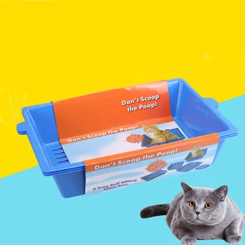 

1PC Cat Litter Basin Three-in-one Plastic Cat Supplies Portable Pet Cat Litter Container Opening Type Pet Cat Toilet for Store D