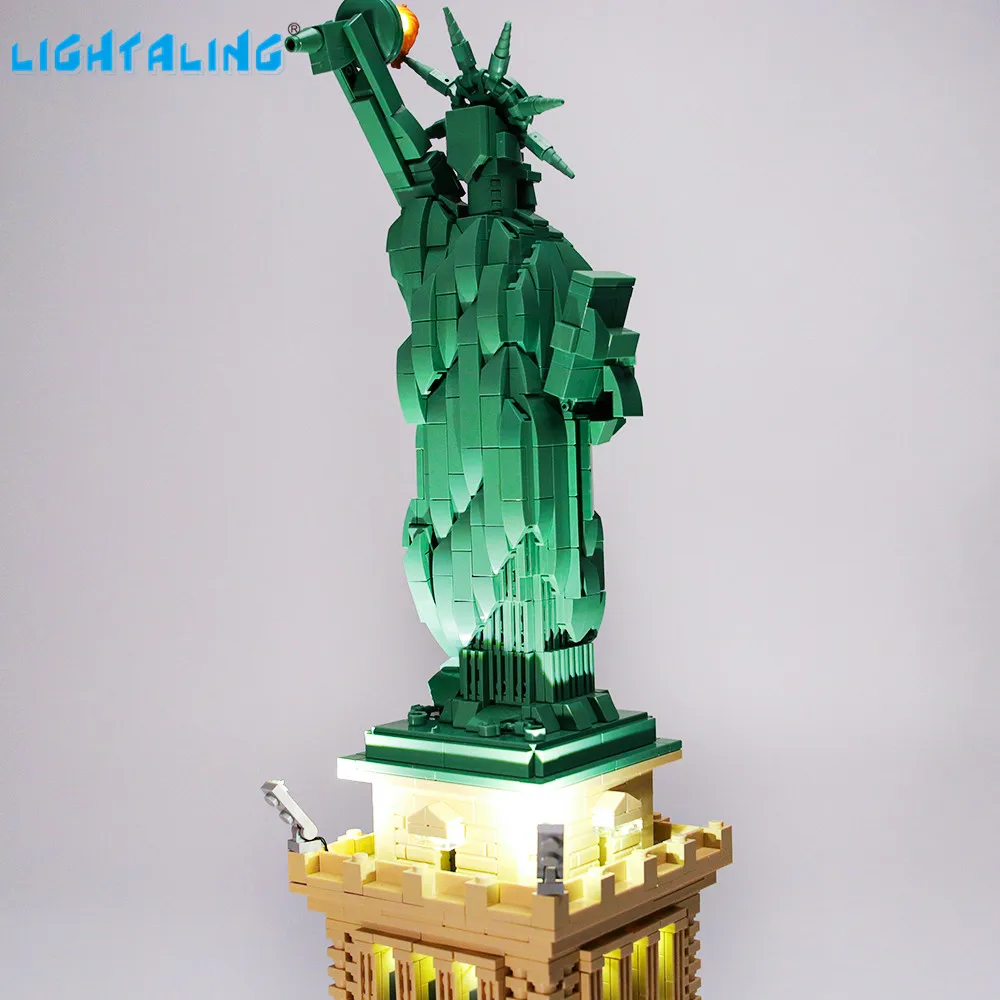 Lightaling Led Light Kit For Architecture Statue of Liberty Building Blocks Compatible With 21042( Lighting Set Only