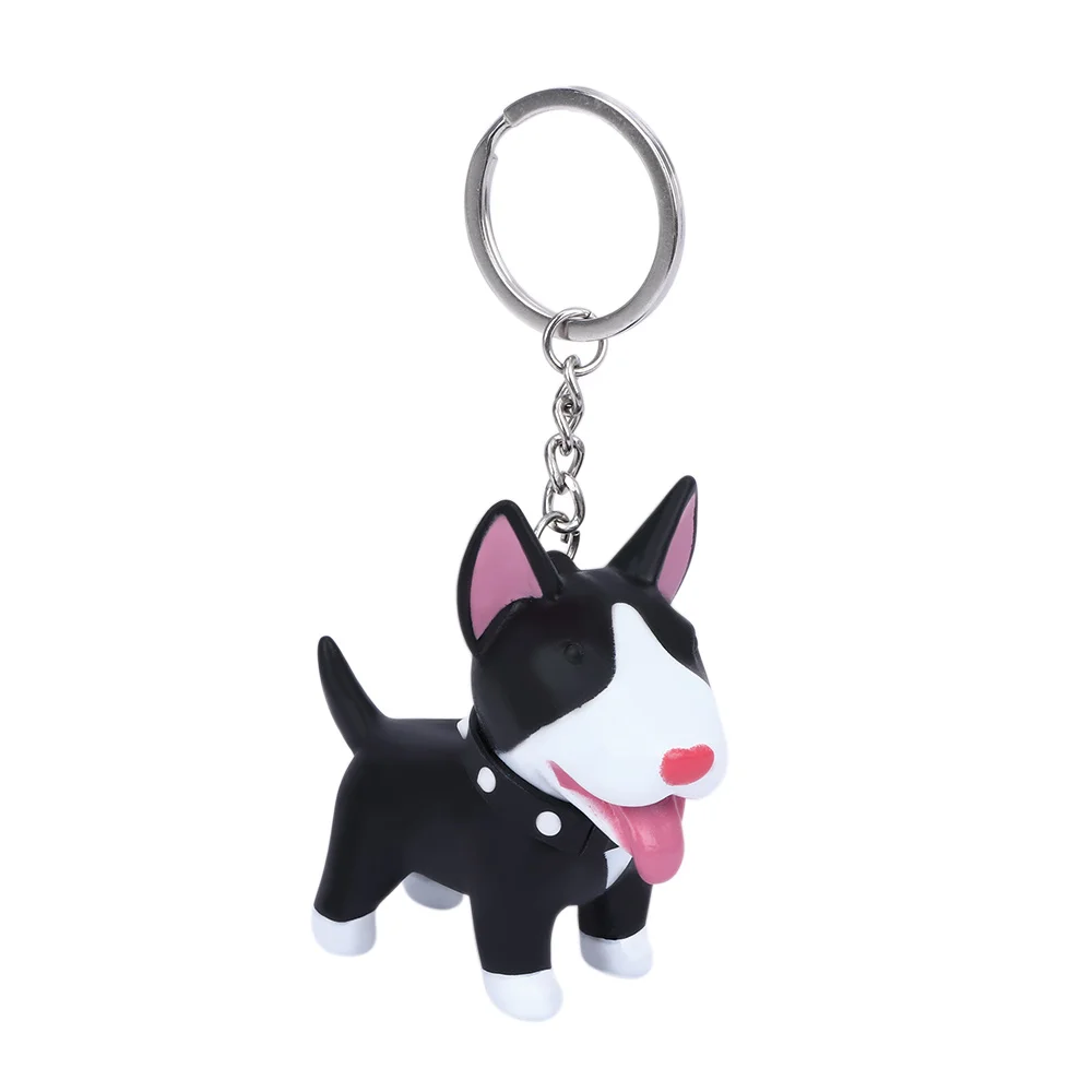 1PC Cane Sveglio Keychain Figura Giocattoli IN PVC Doll Titolare Anello Chiave Shiba Inu Bull Terrier Eccellente Regalo per Auto accessori