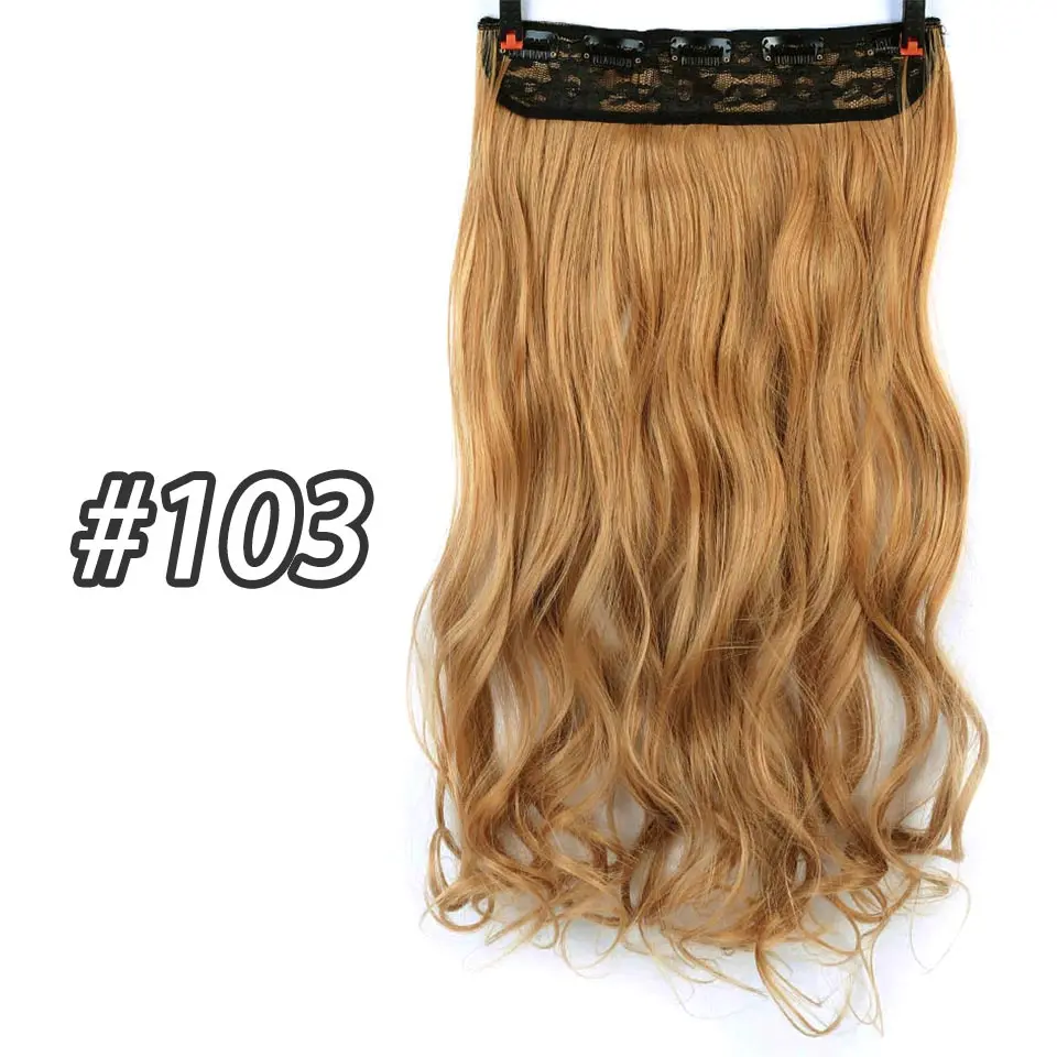 DIFEI 24 inch Long Wavy Clip in one Piece Synthetic Hair Extension Brown Black Heat Resistant Fiber 5 Clips Hairpiece for Women - Цвет: 103
